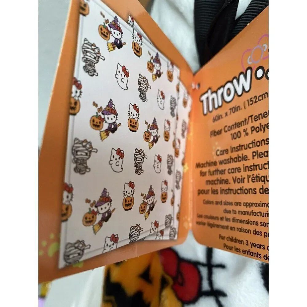 2 Pack Hello Kitty Halloween Throw Blanket Witch Broom Ghost Mummy Pumpkin‎ NEW